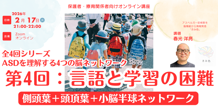 ASDを理解する4つの脳ネットワーク　第4回：言語と学習の困難（側頭葉＋頭頂葉＋小脳半球ネットワーク）