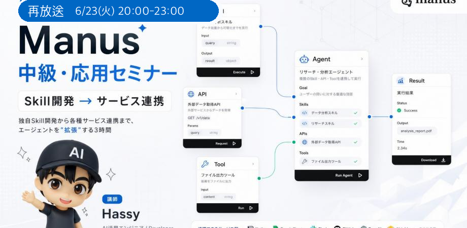 【再放送】AIエージェント「Manus」ハッカソン — 独自Skill開発からアプリ開発まで、エージェントを"拡張"する3時間