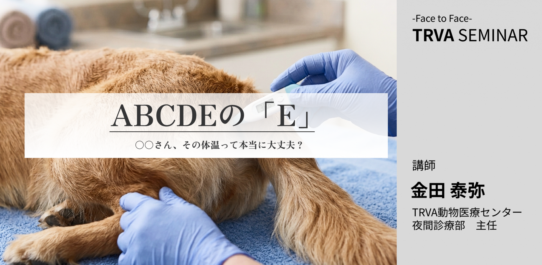 【愛玩動物看護師向け】TRVA SEMINAR|ABCDEの「E」-〇〇さん、その体温って本当に大丈夫?-