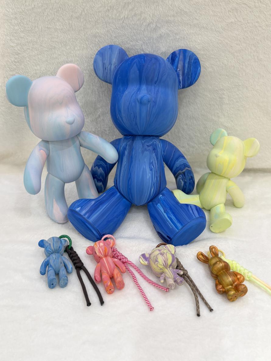 天然石浄化ベッド（星空クマちゃん）ノクターンネイビー　御守アート ポーリングアートキーホルダーorベアポーリングアートWS – NATURIM