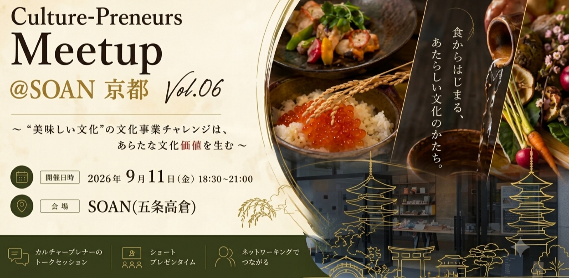 Culture-Preneurs Meetup @SOAN 京都 Vol.06 ~ “美味しい文化”の文化事業チャレンジは、あらたな文化価値を生む ~