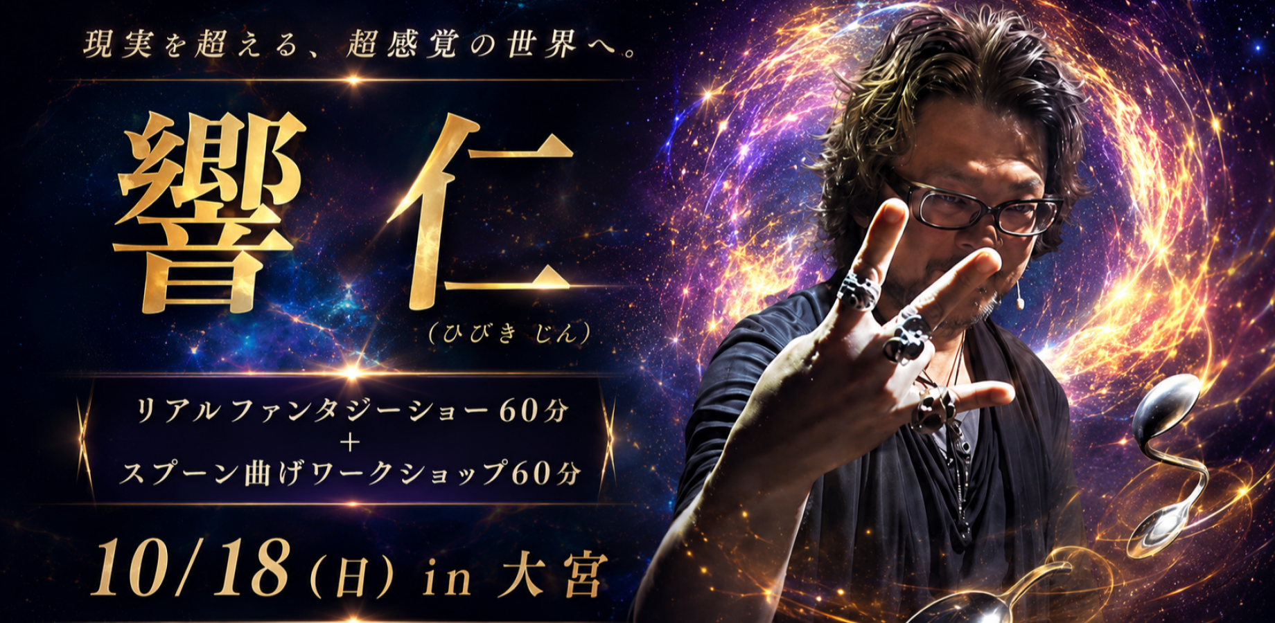 響仁リアルファンタジーショー60分 ＋ スプーン曲げワークショップ60分