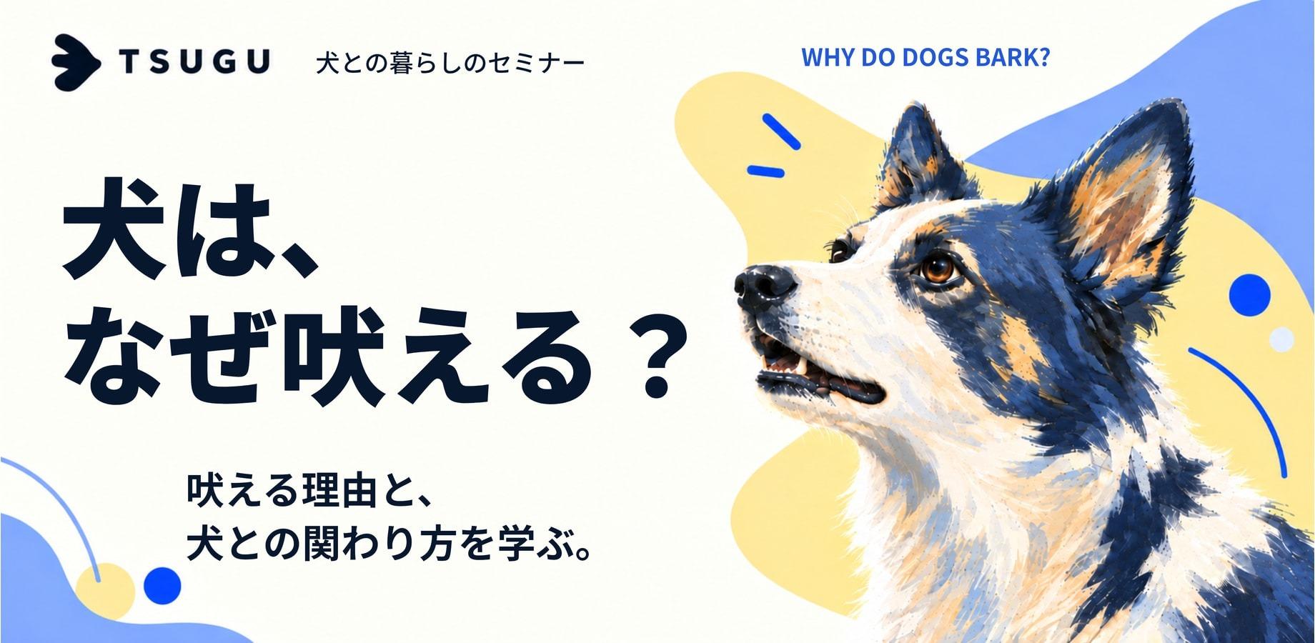 【会場参加】犬は、なぜ吠える？ 吠える理由と関わり方を学ぶ初心者向けセミナー｜TSUGU