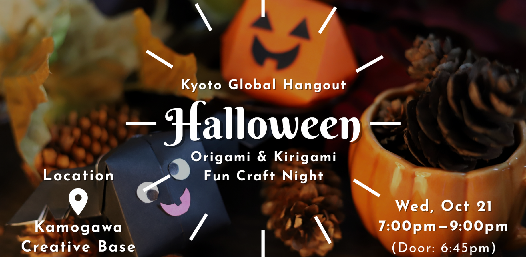 Halloween origami and kirigami craft night at Kamogawa Creative Base in Kyoto